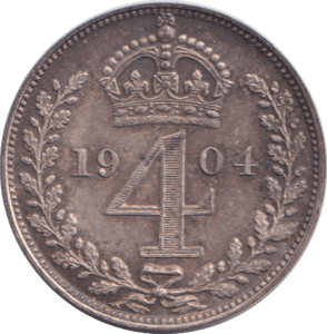 1904 MAUNDY FOURPENCE ( UNC ) 1 - MAUNDY FOURPENCE - Cambridgeshire Coins