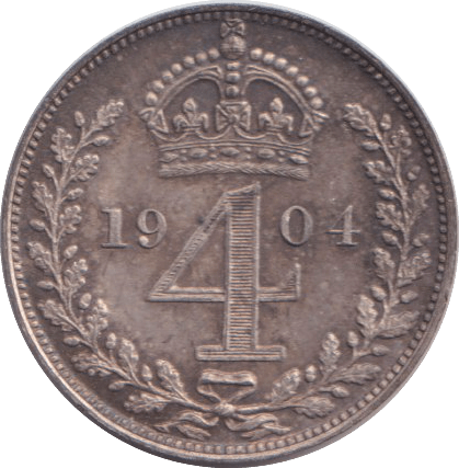 1904 MAUNDY FOURPENCE ( UNC ) 1 - MAUNDY FOURPENCE - Cambridgeshire Coins