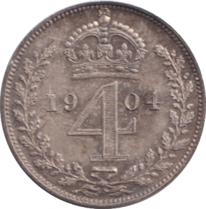 1904 MAUNDY FOURPENCE ( UNC ) 2 - MAUNDY FOURPENCE - Cambridgeshire Coins