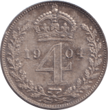 1904 MAUNDY FOURPENCE ( UNC ) 2 - MAUNDY FOURPENCE - Cambridgeshire Coins