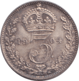 1904 MAUNDY THREEPENCE ( UNC ) 6 - MAUNDY THREEPENCE - Cambridgeshire Coins