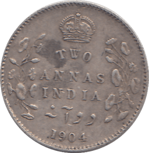 1904 SILVER 2 ANNAS INDIA - SILVER WORLD COINS - Cambridgeshire Coins