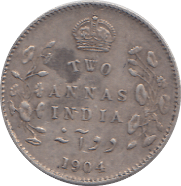 1904 SILVER 2 ANNAS INDIA - SILVER WORLD COINS - Cambridgeshire Coins