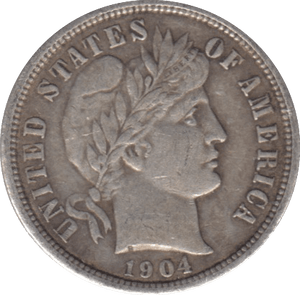 1904 SILVER ONE DIME USA - WORLD COINS - Cambridgeshire Coins