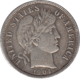 1904 SILVER ONE DIME USA - WORLD COINS - Cambridgeshire Coins