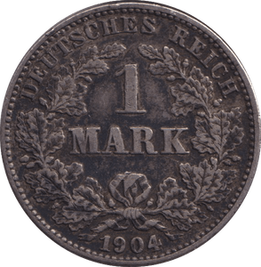 1904 SILVER ONE MARK GERMANY - SILVER WORLD COINS - Cambridgeshire Coins
