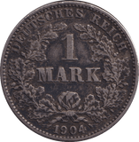 1904 SILVER ONE MARK GERMANY - SILVER WORLD COINS - Cambridgeshire Coins