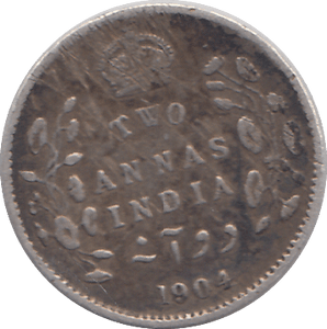 1904 TWO ANNAS INDIA - WORLD COINS - Cambridgeshire Coins
