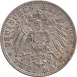 1904 TWO MARK MUNICH - SILVER WORLD COINS - Cambridgeshire Coins