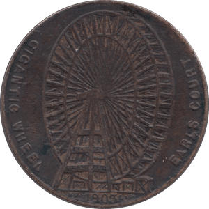 1905 EARLS COURT BIG WHEEL PENNY TOKEN - PENNY TOKEN - Cambridgeshire Coins