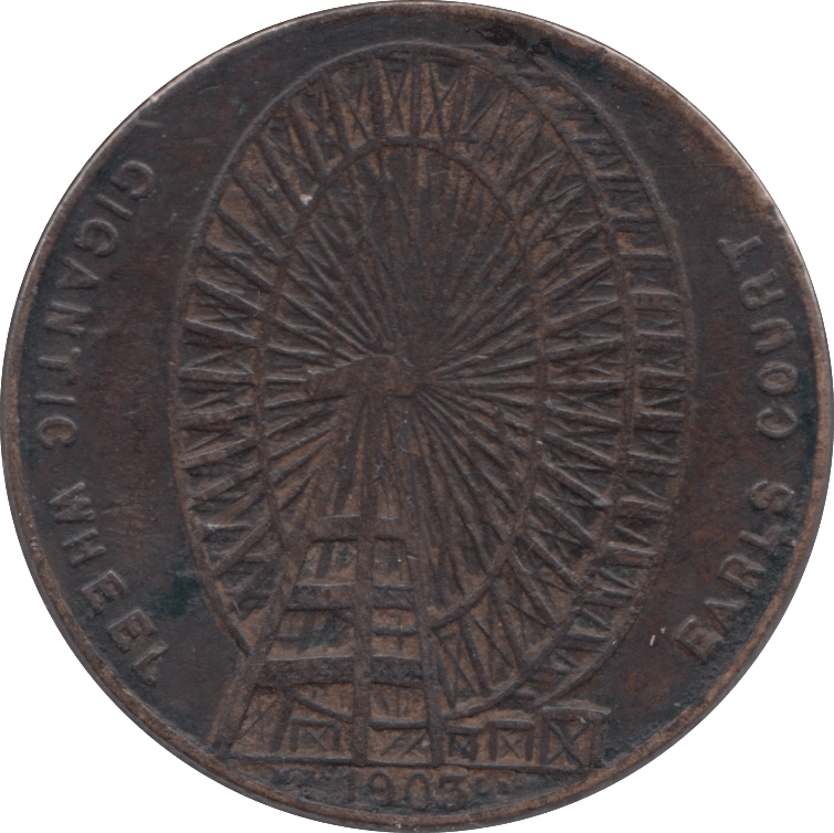 1905 EARLS COURT BIG WHEEL PENNY TOKEN - PENNY TOKEN - Cambridgeshire Coins