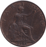 1905 FARTHING ( EF ) - FARTHING - Cambridgeshire Coins