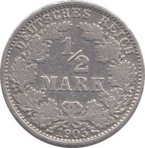1905 GERMANY HALF MARK - SILVER WORLD COINS - Cambridgeshire Coins