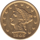 1905 GOLD TWO AND HALF DOLLARS USA - Gold World Coins - Cambridgeshire Coins
