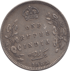 1905 INDIA SILVER RUPEE - SILVER WORLD COINS - Cambridgeshire Coins