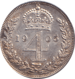 1905 MAUNDY FOURPENCE ( UNC ) - MAUNDY FOURPENCE - Cambridgeshire Coins
