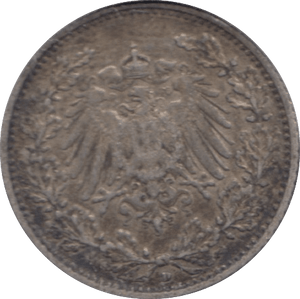 1905 SILVER 1/2 MARK GERMANY - SILVER WORLD COINS - Cambridgeshire Coins
