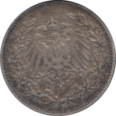 1905 SILVER 1/2 MARK GERMANY - SILVER WORLD COINS - Cambridgeshire Coins