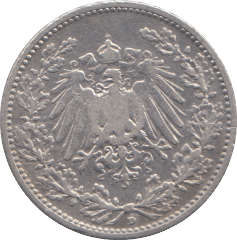 1905 SILVER GERMANY 1/2 MARK - SILVER WORLD COINS - Cambridgeshire Coins