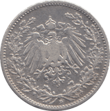 1905 SILVER GERMANY 1/2 MARK - SILVER WORLD COINS - Cambridgeshire Coins