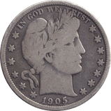 1905 SILVER HALF DOLLAR USA - SILVER WORLD COINS - Cambridgeshire Coins