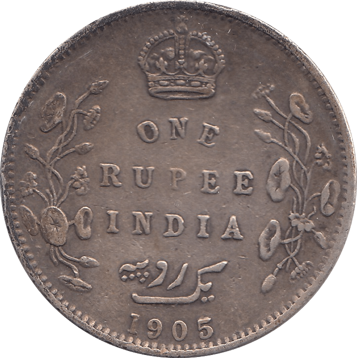 1905 SILVER ONE RUPEE INDIA - SILVER WORLD COINS - Cambridgeshire Coins