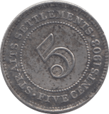 1905 SILVER STRAIT SETTLEMENT 5 CENTS - SILVER WORLD COINS - Cambridgeshire Coins