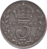 1905 THREEPENCE ( GVF ) - THREEPENCE - Cambridgeshire Coins