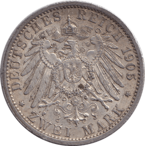 1905 TWO MARK BERLIN - SILVER WORLD COINS - Cambridgeshire Coins
