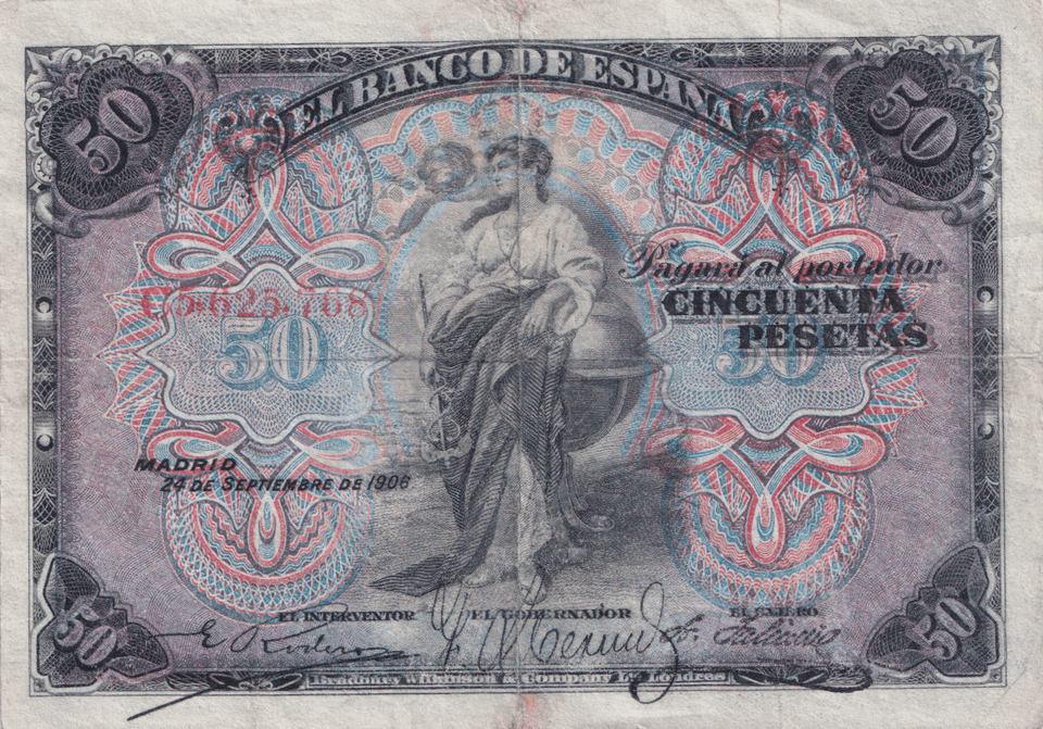 1906 50 PESTAS BANKNOTE SPAIN REF-1620 - WORLD BANKNOTES - Cambridgeshire Coins