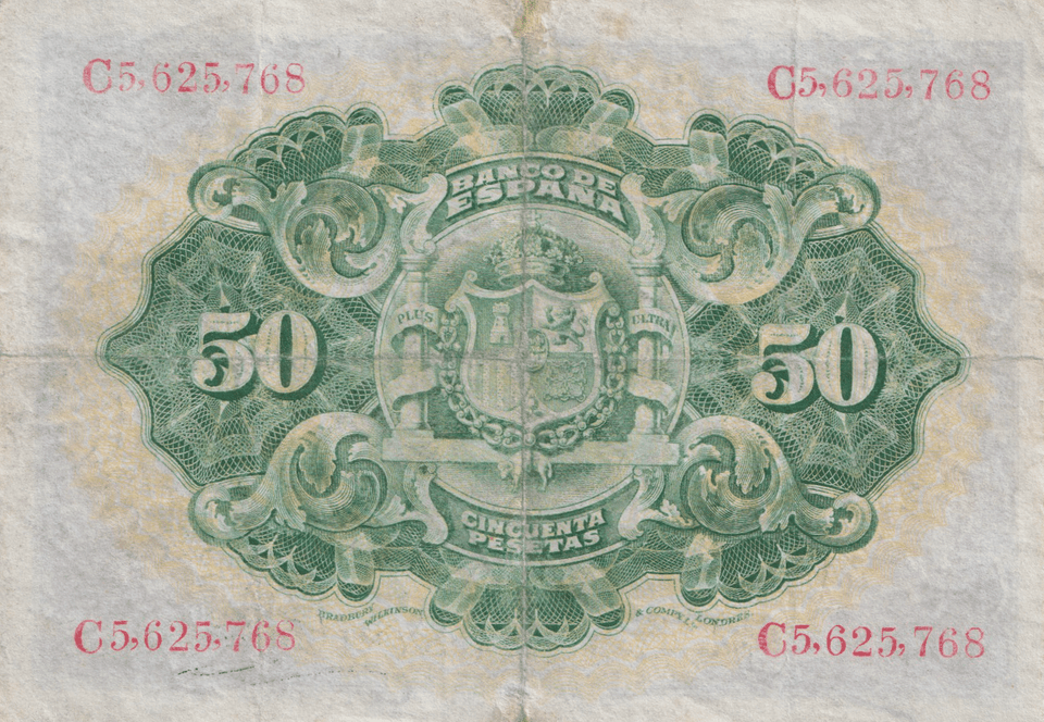 1906 50 PESTAS BANKNOTE SPAIN REF-1620 - WORLD BANKNOTES - Cambridgeshire Coins