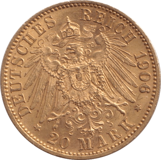 1906 GOLD 20 MARK GERMANY - GOLD WORLD COINS - Cambridgeshire Coins