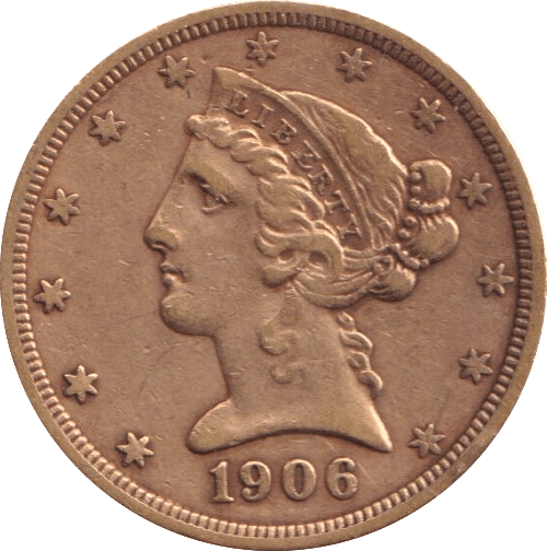 1906 GOLD FIVE DOLLARS USA SAN FRANCISCO MINT - Gold World Coins - Cambridgeshire Coins