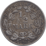 1906 SILVER 1/2 MARK GERMANY 3 - SILVER WORLD COINS - Cambridgeshire Coins