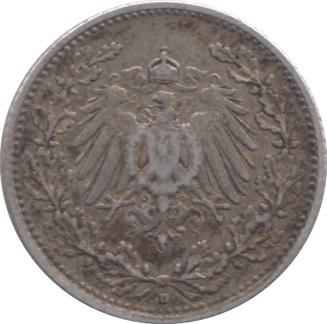 1906 SILVER 1/2 MARK GERMANY 3 - SILVER WORLD COINS - Cambridgeshire Coins