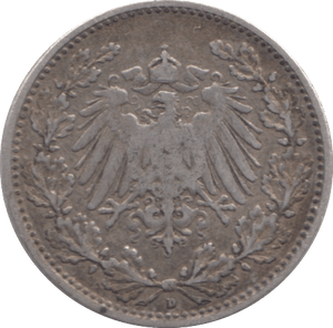 1906 SILVER 1/2 MARK GERMANY 5 - SILVER WORLD COINS - Cambridgeshire Coins