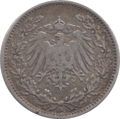1906 SILVER 1/2 MARK GERMANY 5 - SILVER WORLD COINS - Cambridgeshire Coins