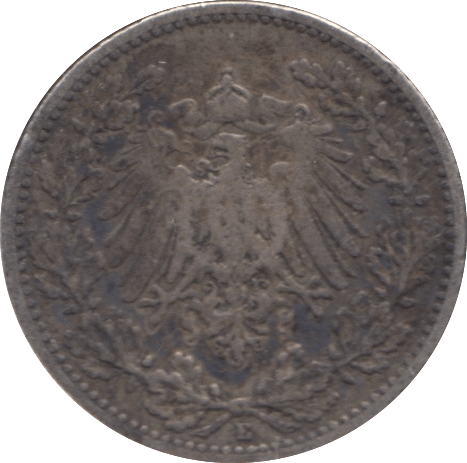1906 SILVER 1/2 MARK GERMANY - SILVER WORLD COINS - Cambridgeshire Coins