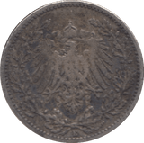1906 SILVER 1/2 MARK GERMANY - SILVER WORLD COINS - Cambridgeshire Coins