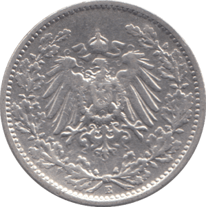 1906 SILVER GERMANY 1/2 MARK - SILVER WORLD COINS - Cambridgeshire Coins