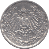1906 SILVER GERMANY 1/2 MARK - SILVER WORLD COINS - Cambridgeshire Coins