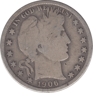 1906 SILVER HALF DOLLAR USA - SILVER WORLD COINS - Cambridgeshire Coins