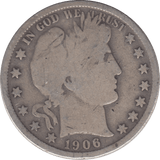 1906 SILVER HALF DOLLAR USA - SILVER WORLD COINS - Cambridgeshire Coins