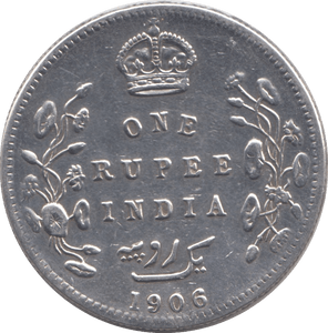 1906 SILVER ONE RUPEE INDIA - SILVER WORLD COINS - Cambridgeshire Coins