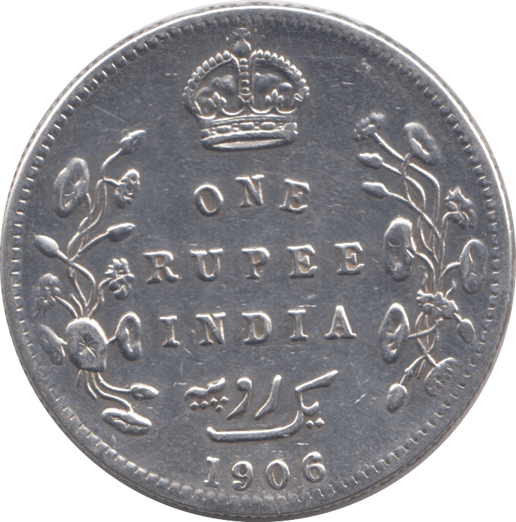 1906 SILVER ONE RUPEE INDIA - SILVER WORLD COINS - Cambridgeshire Coins