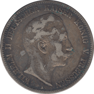 1906 SILVER PRUSSIA 5 MARK - SILVER WORLD COINS - Cambridgeshire Coins