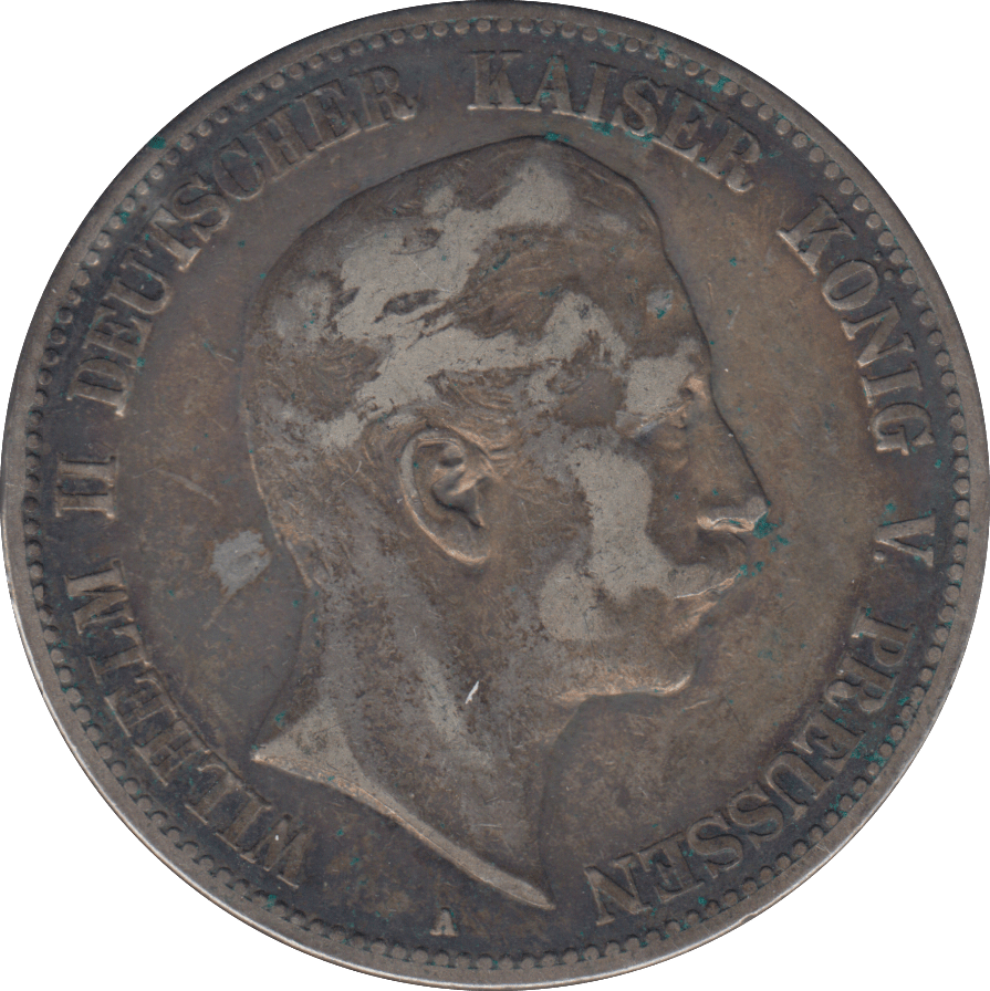 1906 SILVER PRUSSIA 5 MARK - SILVER WORLD COINS - Cambridgeshire Coins