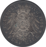 1906 SILVER PRUSSIA 5 MARK - SILVER WORLD COINS - Cambridgeshire Coins