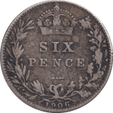 1906 SIXPENCE ( NF ) - SIXPENCE - Cambridgeshire Coins