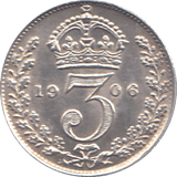 1906 THREEPENCE ( AUNC ) - THREEPENCE - Cambridgeshire Coins